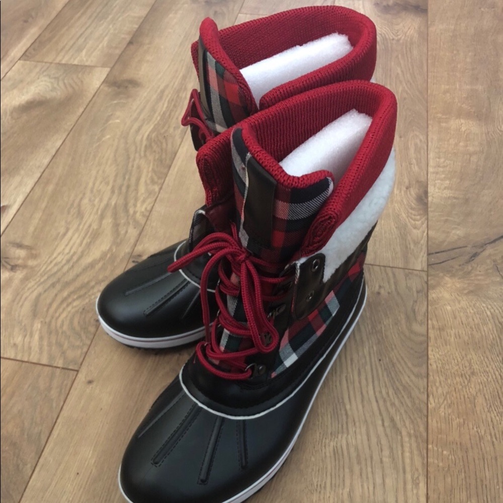 Red Plaid Duck Boots!
